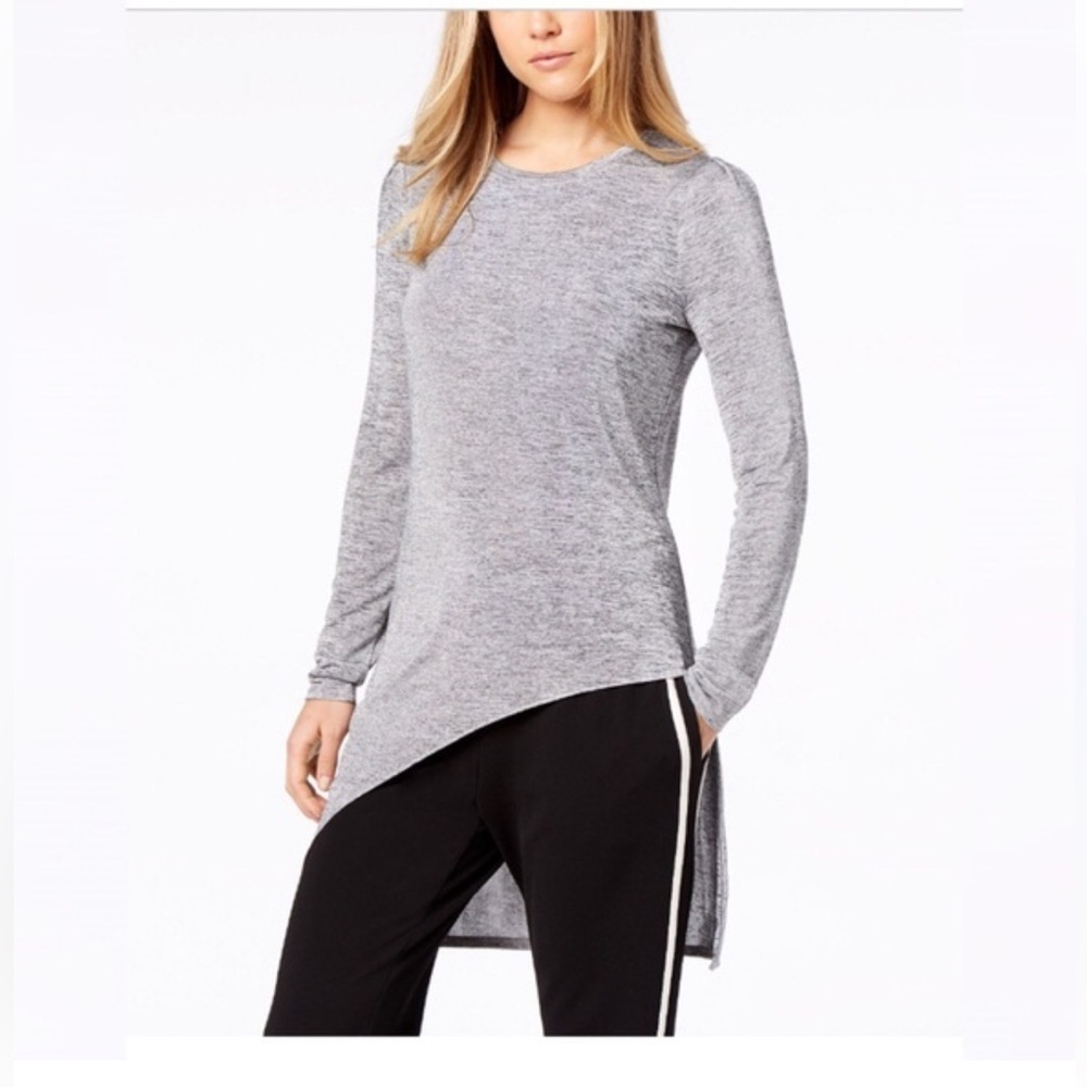 BAR 111 ASMETRICAL SHIMMER LONG SLEEVE TOP Gray NWT SIZE SMALL